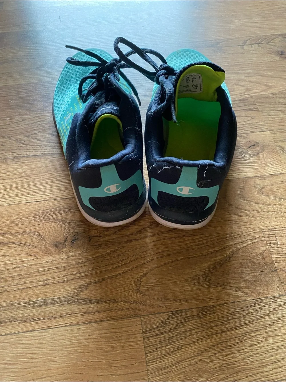 Champion Teal and Black Running Shoes with Lime Accents
